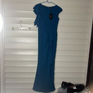 WOOSEA Women's Split Bodycon Mermaid Evening Cocktail Long Dress turquoise